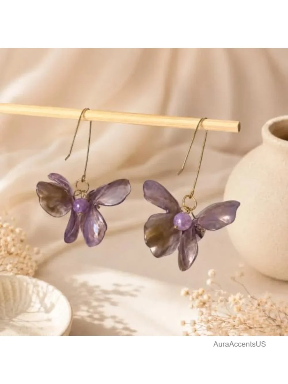 Translucent Acrylic Flower Dangle Earrings for Women Gold Hook Statement Jewelry